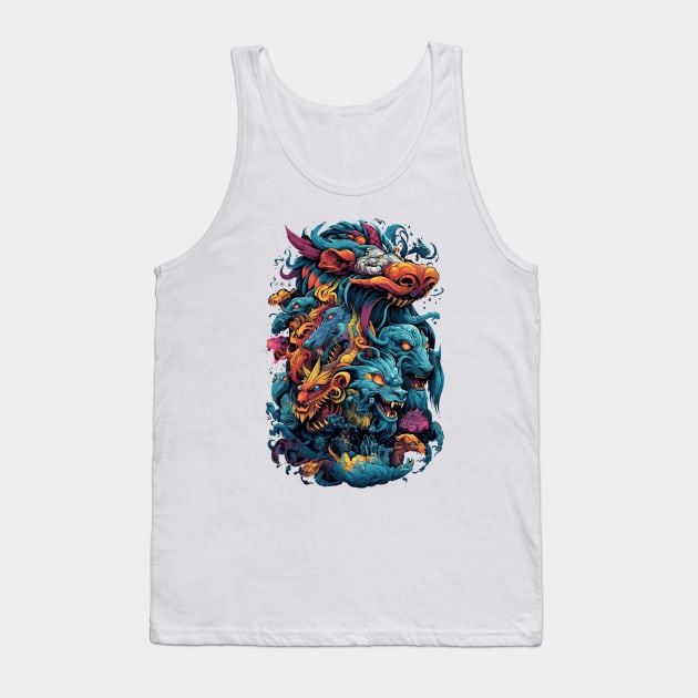 Zoomorphic Beasts - Dragons Festival Tank Top by Peter Awax
